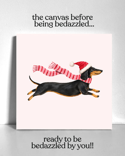 Winter Dachshund Bedazzle Canvas Kit