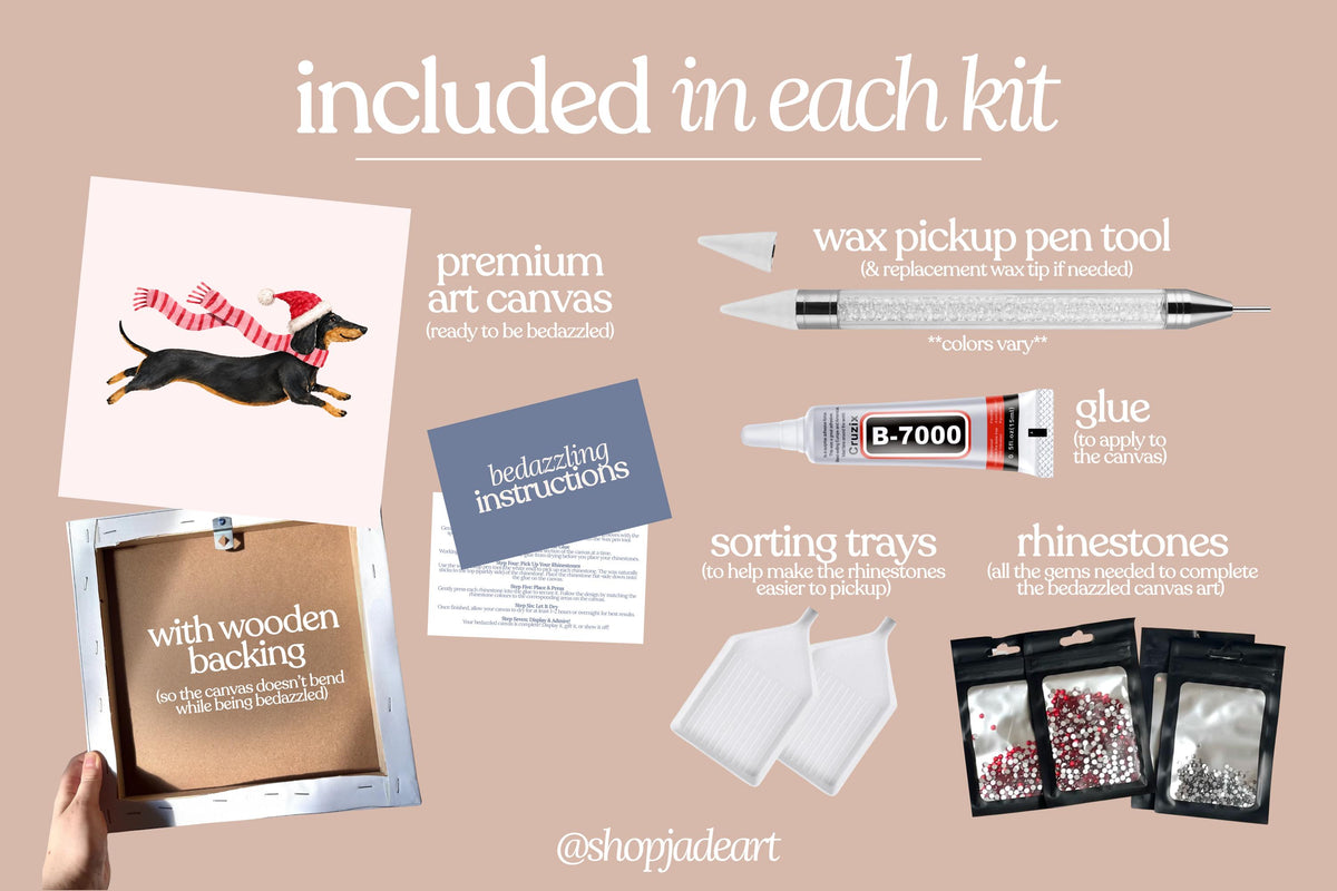 Winter Dachshund Bedazzle Canvas Kit