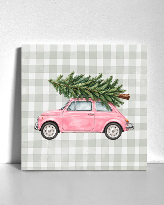 Christmas Car Pink Bedazzle Canvas Kit