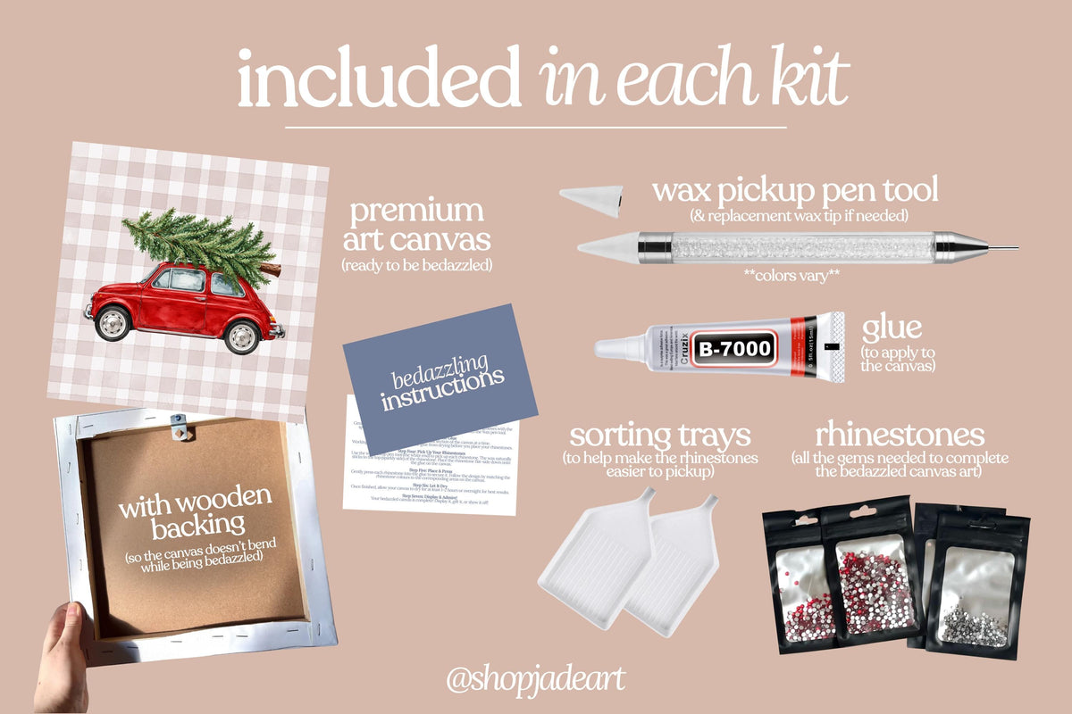 Christmas Red Car Bedazzle Canvas Kit