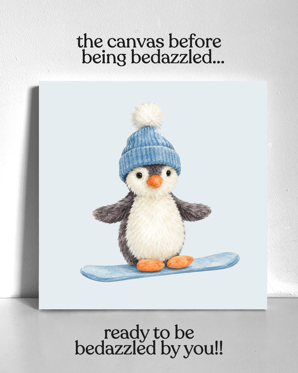 Snowboard Penguin Bedazzle Canvas Kit