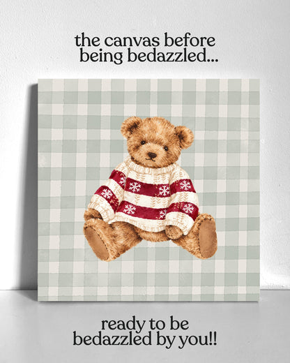 Winter Teddy Bear Bedazzle Canvas Kit