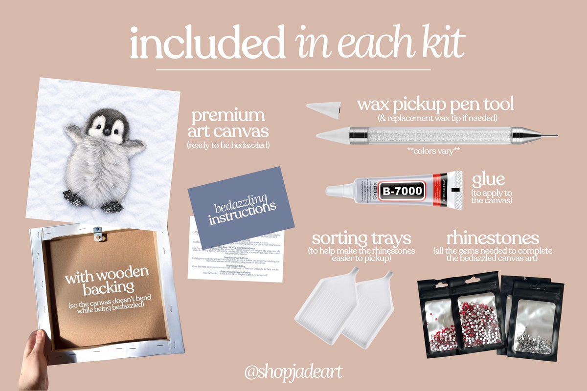 Penguin Bedazzle Canvas Kit