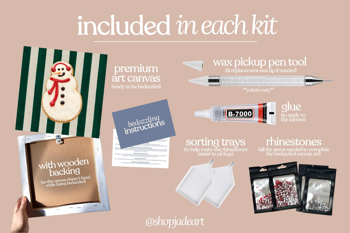 Snowman Cookie Bedazzle Canvas Kit