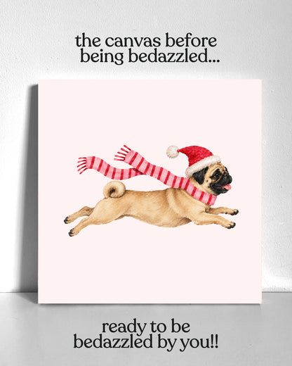 Winter Pug Bedazzle Canvas Kit