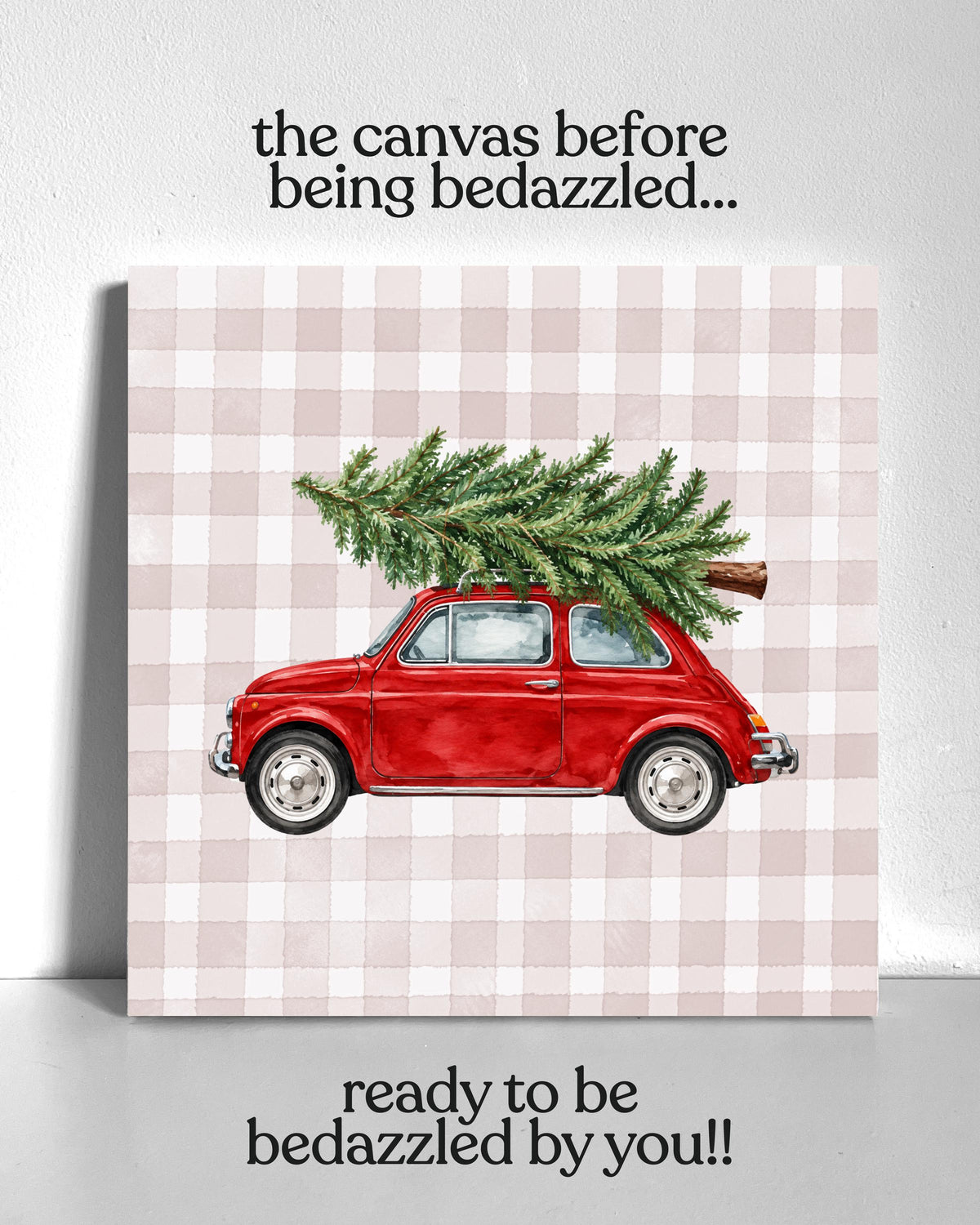 Christmas Red Car Bedazzle Canvas Kit