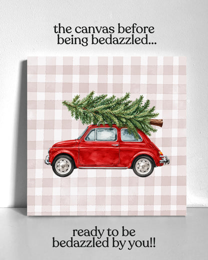 Christmas Red Car Bedazzle Canvas Kit