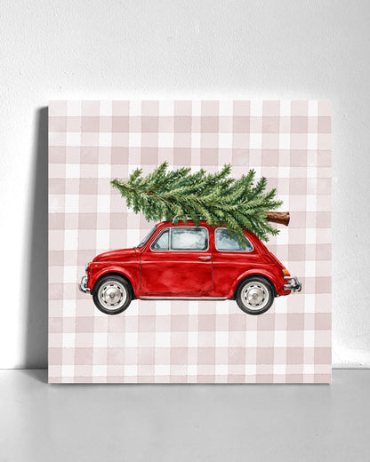 Christmas Red Car Bedazzle Canvas Kit